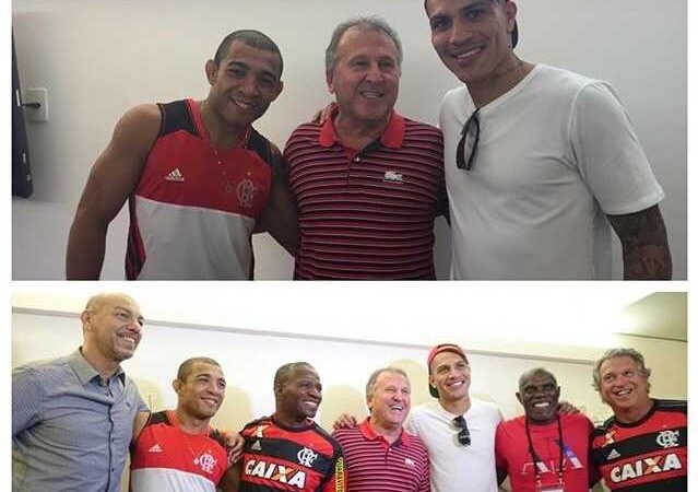 José Aldo vai ao jogo do Flamengo e publica foto com Zico e Guerrero