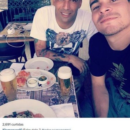 De folga no Flamengo na parte da tarde, Sheik almoça com amigo ator