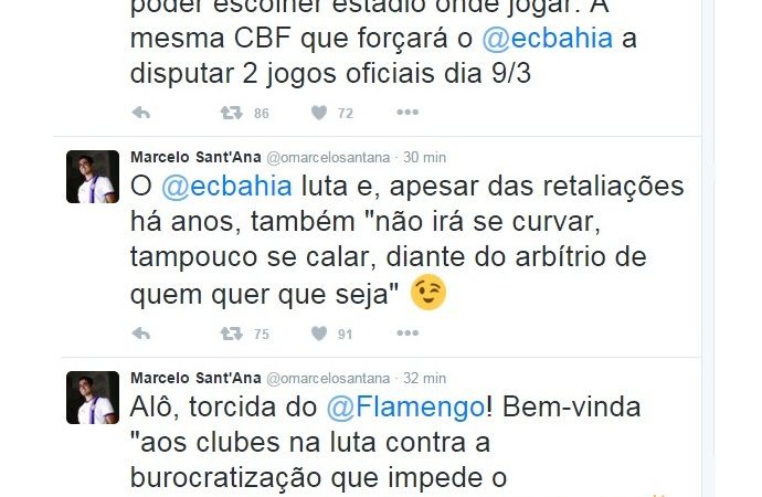 Presidente do Bahia se solidariza com o Fla e critica a CBF