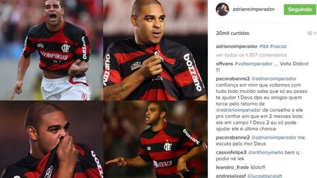 Adriano Imperador Posta Fotos Com A Camisa Do Fla E Torcedores Pedem Seu Retorno Flamengo