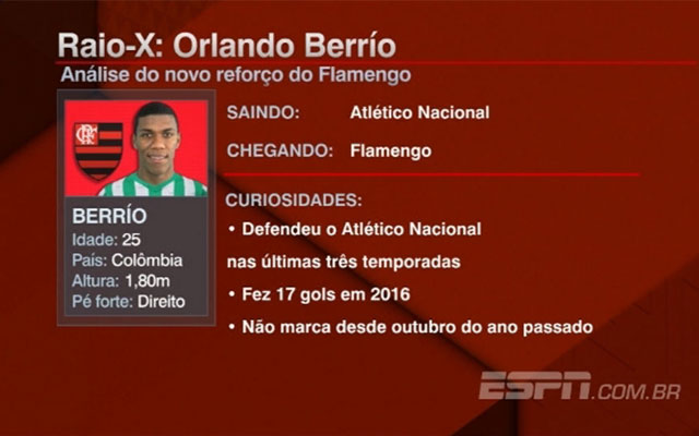 Raio-X de Berrío, o mais novo reforço do Flamengo