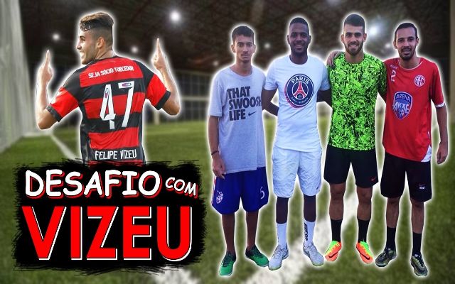 Felipe Vizeu vence desafio de finalizações e goleiro Thiago paga mico; vídeo