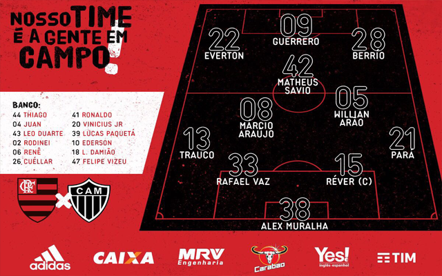 Saiu! Confira a escalação do Flamengo para a estreia no Brasileirão