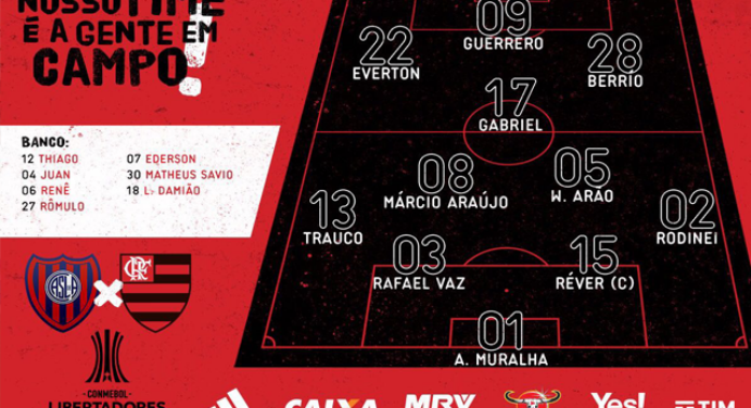 Saiu! Confira a escalação do Flamengo