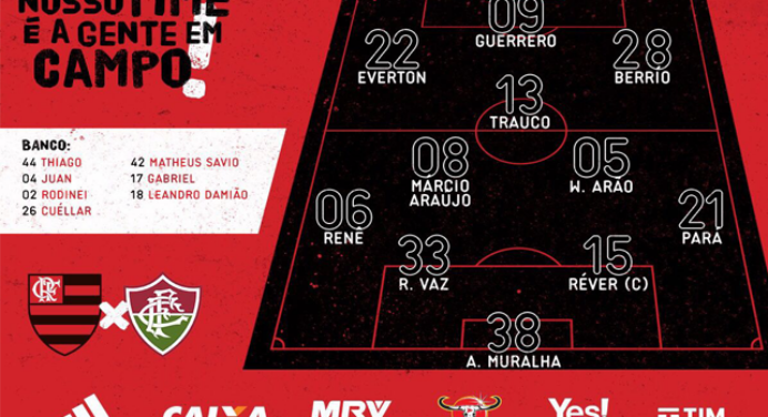 Saiu! Confira a escalação do Flamengo