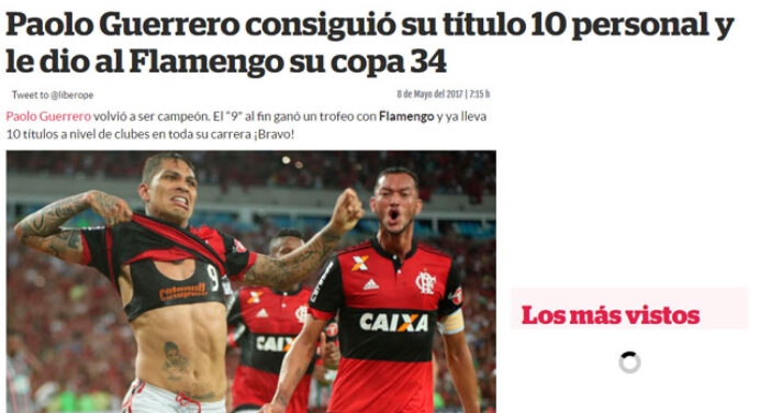 Após título carioca, Flamengo é mais uma vez destaque em jornais peruanos