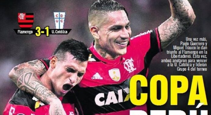 Guerrero e Trauco estampam capa de jornal após vitória: ‘Copa Peru’