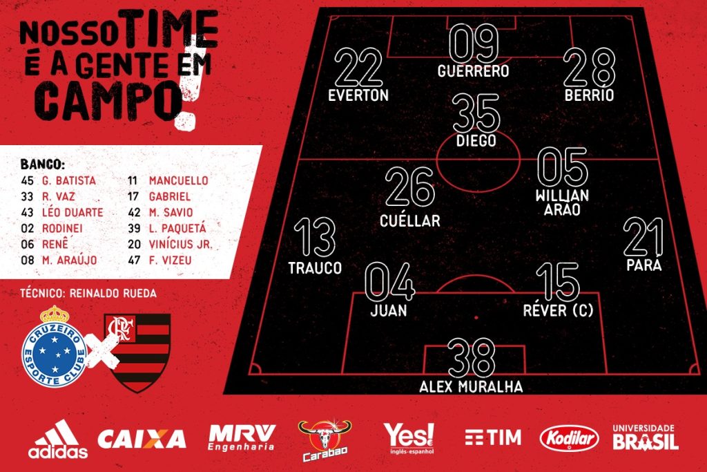 Saiu! Confira como o #Flamengo está escalado para a #FinalDeTimeGrande