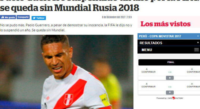 Imprensa peruana sofre com punição de Guerrero: “Lamentável notícia”