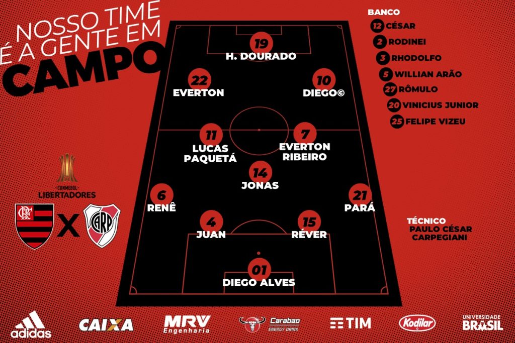 Saiu! Veja escalação do Flamengo para encarar o River Plate