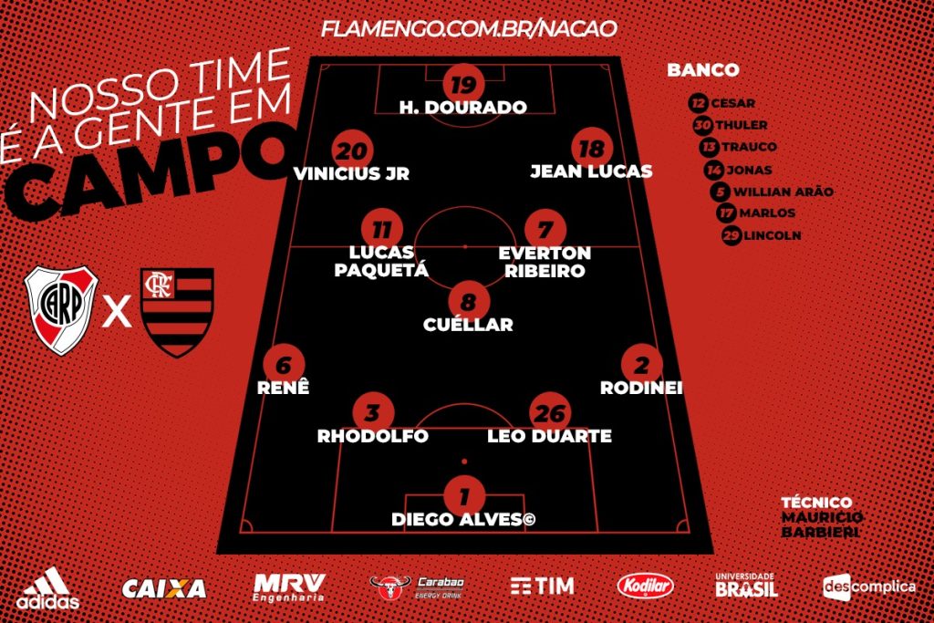 Saiu! Veja escalação do Flamengo para jogo que decide a liderança da Libertadores