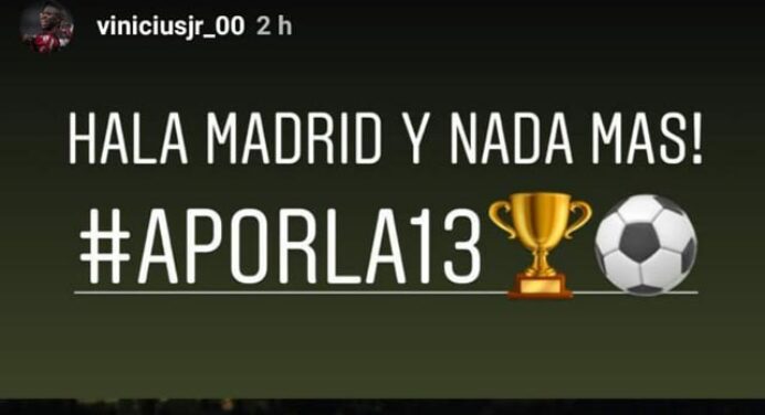 Vinicius Jr demonstra apoio ao Real Madrid por meio de rede social