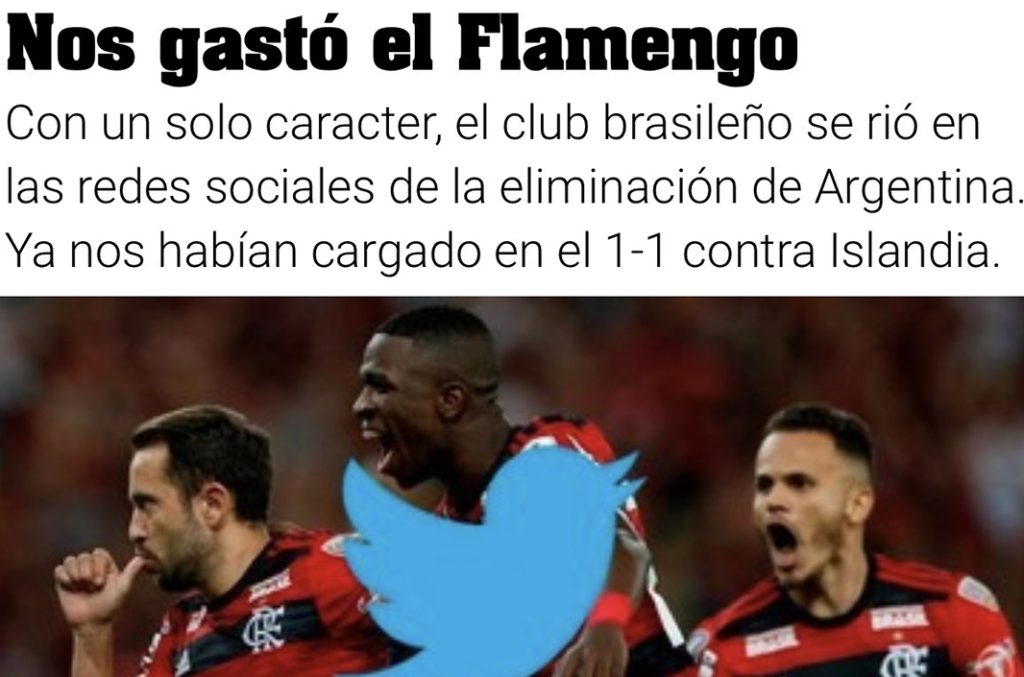 Olé destaca provocação do Flamengo após eliminação da Argentina