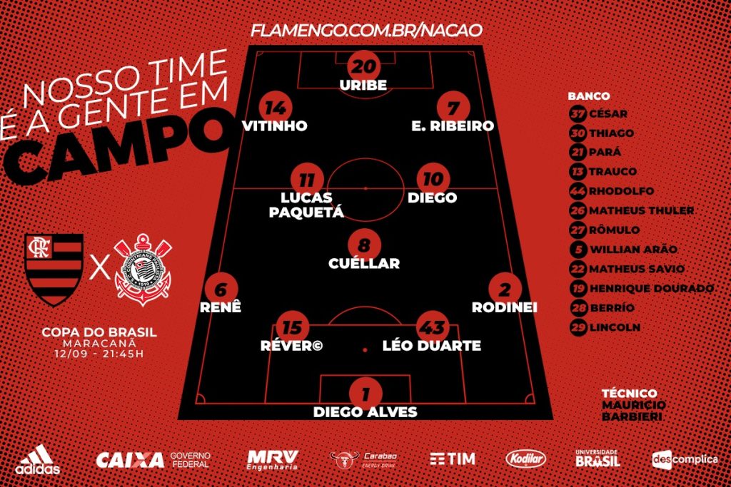 Saiu! Confira a escalação do Flamengo para a semifinal da Copa do Brasil