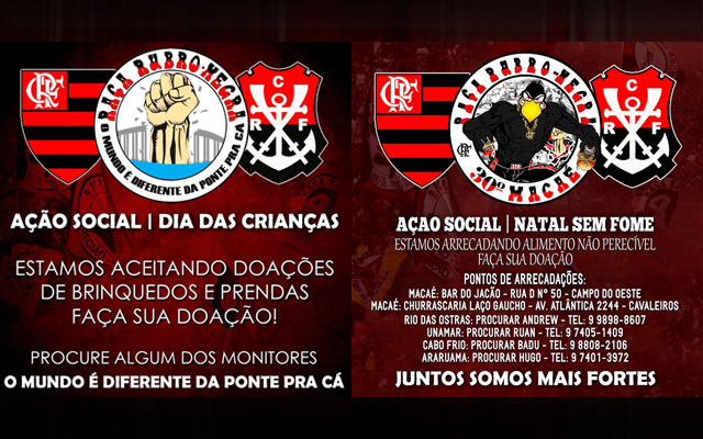 Organizada do Flamengo promove ações solidárias em prol do Dia das Crianças e do Natal