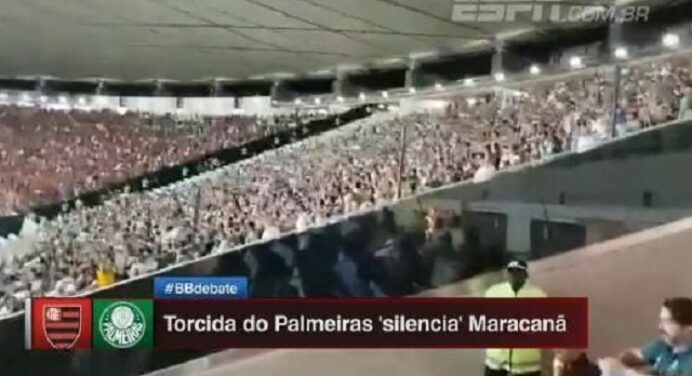 Emissora diz que torcida do Palmeiras “silenciou” o Maracanã contra o Fla e comentarista justifica