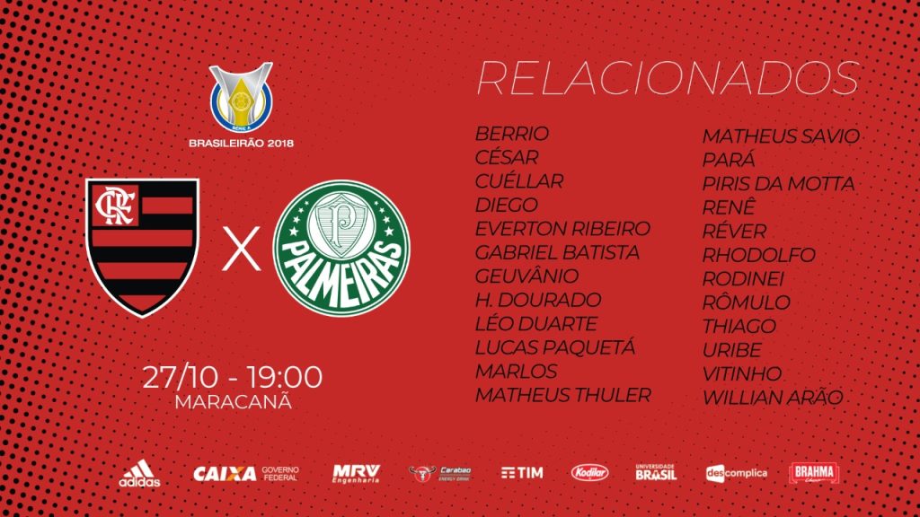 Diego Alves fora: Flamengo divulga lista de relacionados para jogo contra o Palmeiras