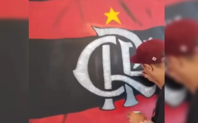 Grafiteiro divulga vídeo com detalhes de pintura do novo módulo do CT Ninho do Urubu