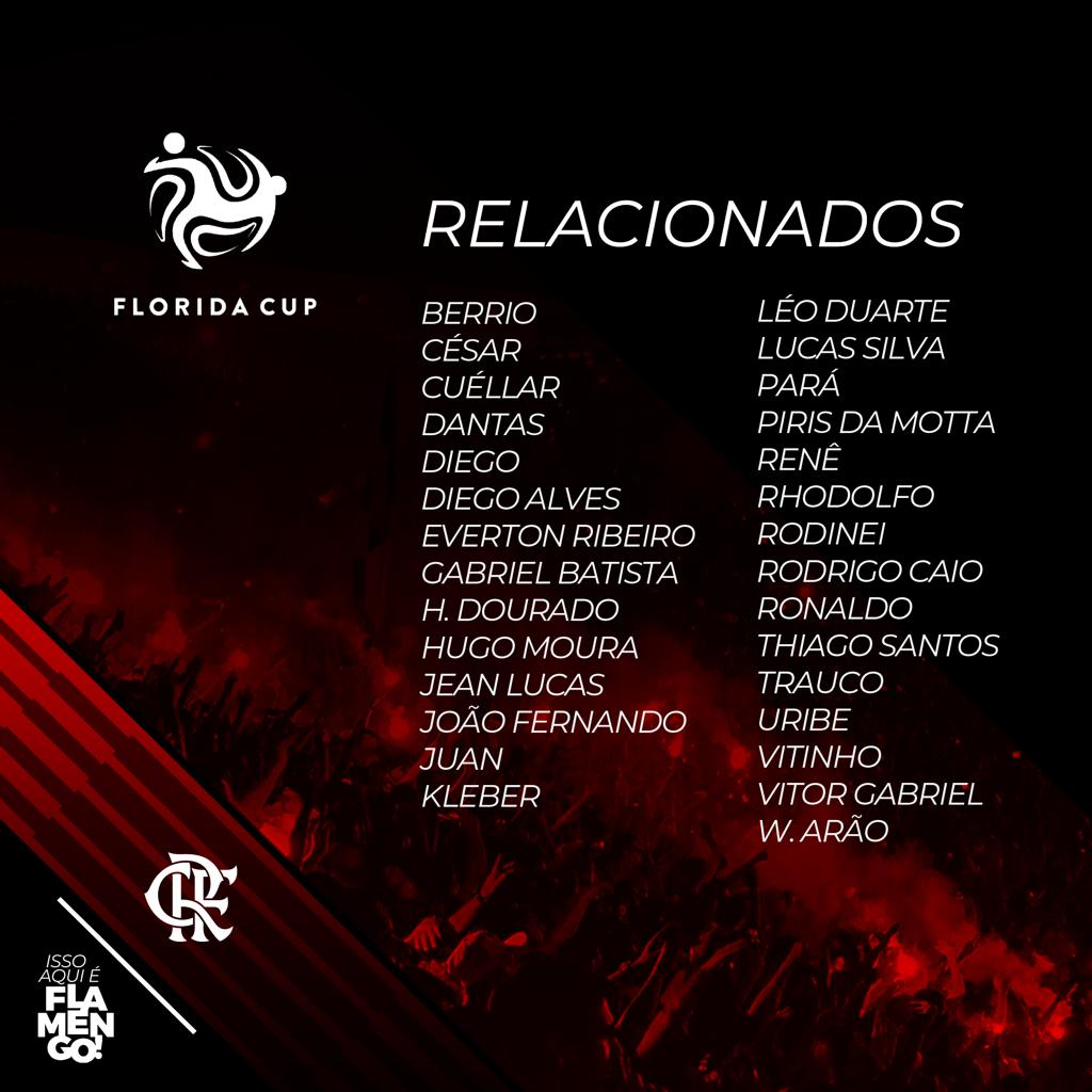 Flamengo divulga lista de relacionados para disputa da Florida Cup