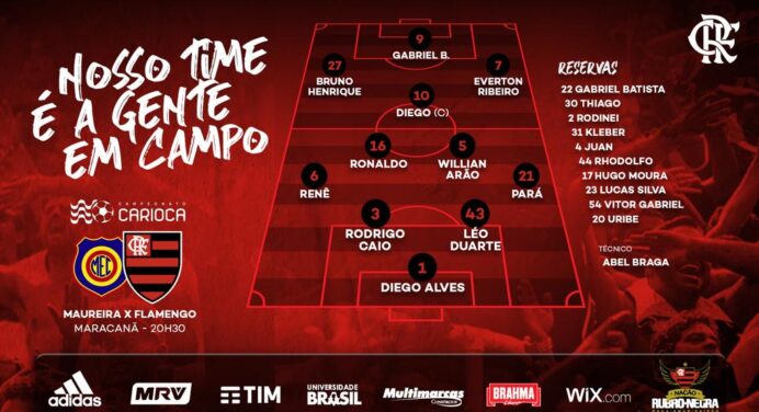 SAIU! Confira a escalação do Flamengo para enfrentar o Madureira, no Maracanã