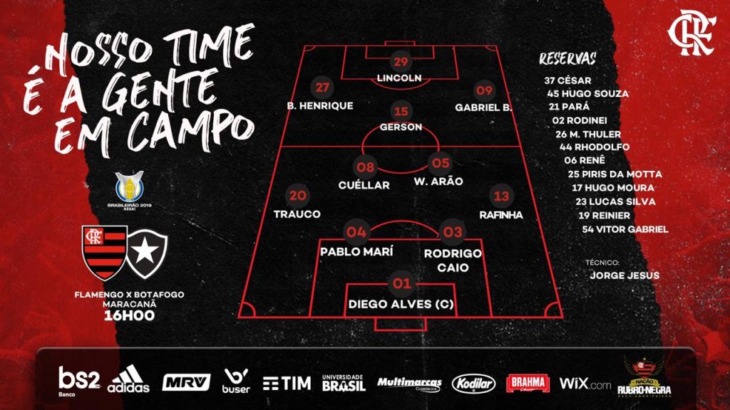 Saiu! Com estreia de Marí e Trauco titular, Flamengo divulga escalação para clássico contra o Botafogo