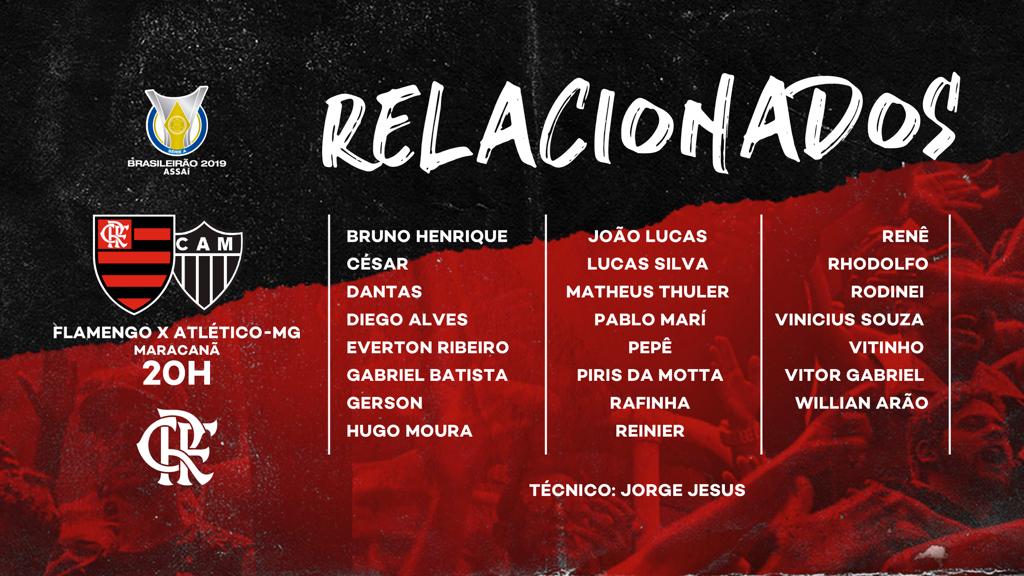 Sem Berrío, Flamengo divulga relacionados para enfrentar o Atlético-MG