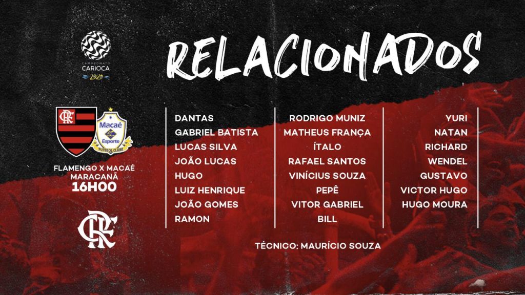 Flamengo divulga relacionados para estreia no Carioca, contra o Macaé