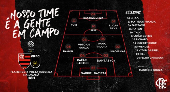 Saiu! Flamengo tem mudança no ataque para partida contra o Volta Redonda