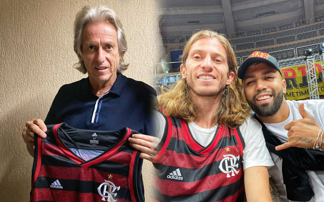 Jorge Jesus, Gabigol e Filipe Luís marcam presença no Maracanãzinho para acompanhar o Flamengo no basquete