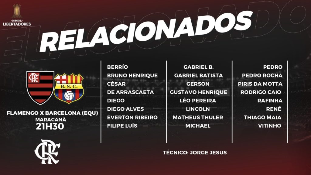 Com Rodrigo Caio e Rafinha de volta, Flamengo divulga relacionados para encarar o Barcelona de Guayaquil