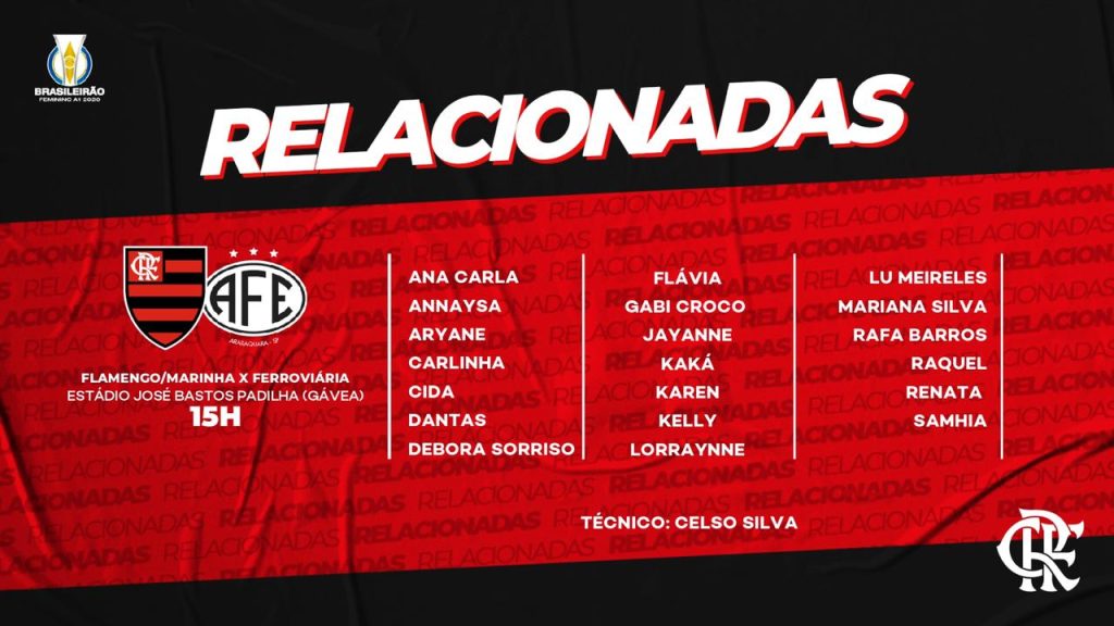 Flamengo/Marinha divulga lista de relacionadas para duelo contra a Ferroviária