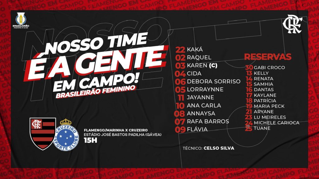 Flamengo/Marinha está escalado para o confronto contra o Cruzeiro