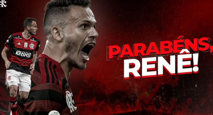 Renê completa 28 anos e recebe homenagem do Flamengo em rede social