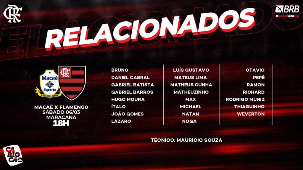 Com Michael, Flamengo divulga lista de relacionados para jogo contra Macaé