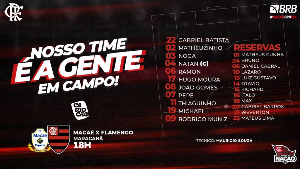 Com Michael titular, Flamengo divulga escalação para jogo contra o Macaé