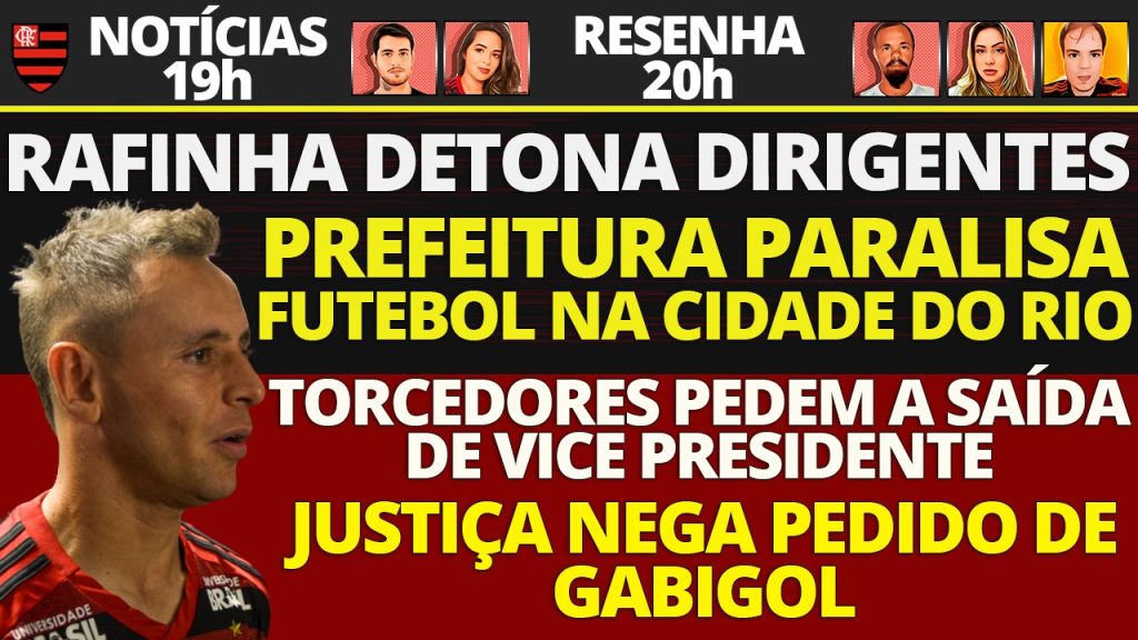 AO VIVO | Futebol paralisado no Rio, desabafo de Rafinha e Gabigol tem pedido negado na justiça