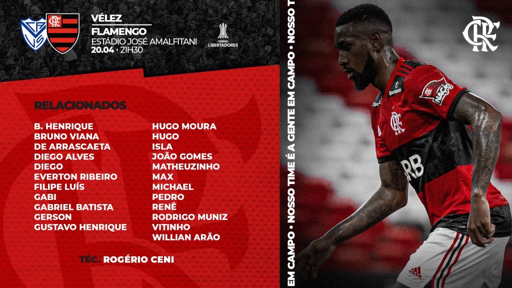 Flamengo divulga relacionados para estreia na Libertadores contra o Vélez