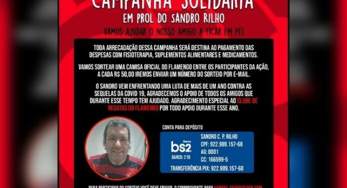Rubro-Negros sorteiam camisa do Flamengo para ajudar funcionário que se recupera de sequelas da covid-19
