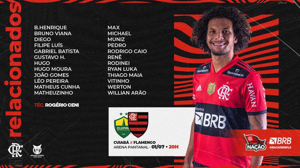 Qual o dia do jogo do Flamengo em Cuiabá?