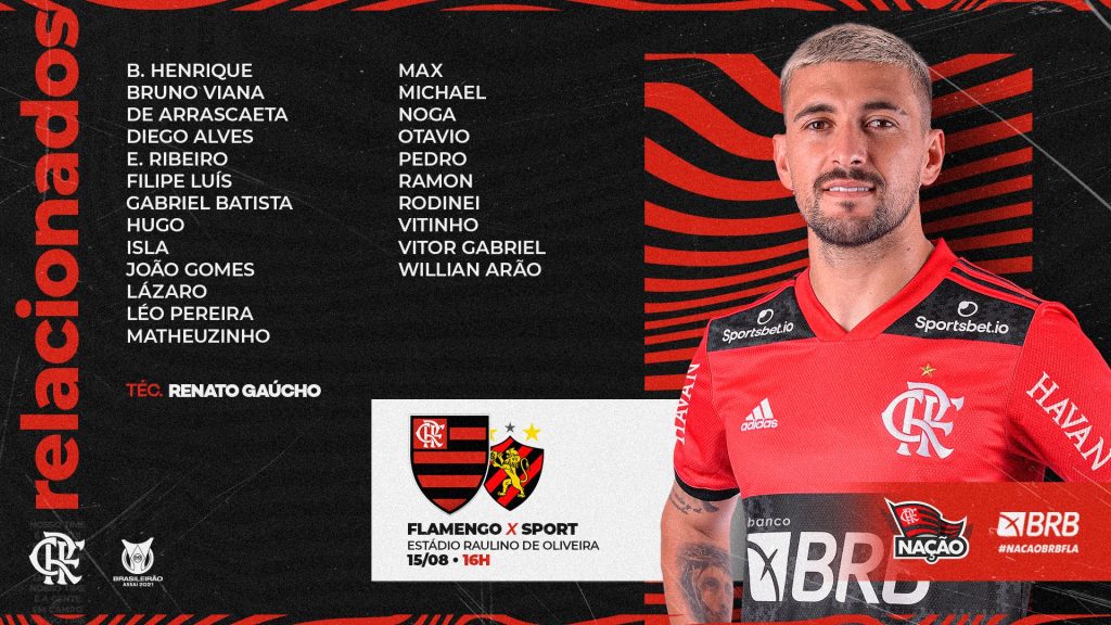 Com Pedro, Flamengo divulga lista de relacionados para jogo contra o Sport