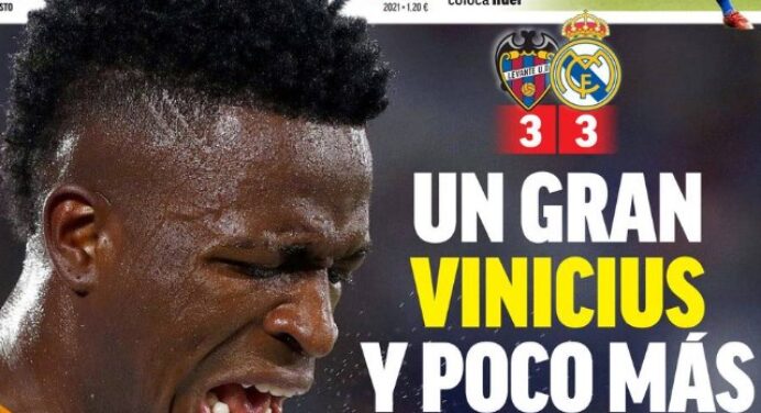 “Um grande Vinicius e pouco mais”: jornal espanhol enaltece atuação do ex-Flamengo em empate do Real Madrid