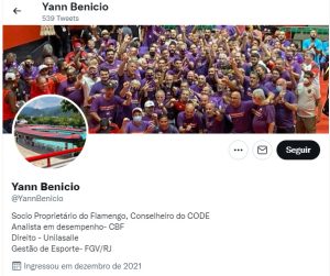 No Twitter, Yann ratifica o apoio à chapa encabeçada por Landim