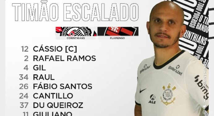 Veja escalação do Corinthians para jogo contra o Flamengo