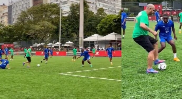 Adriano marca golaço ao melhor ‘estilo’ Imperador em pelada; veja vídeo