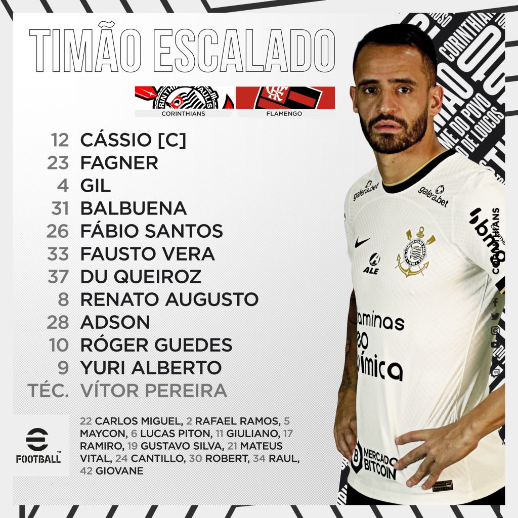 Veja escalação do Corinthians para jogo contra o Flamengo