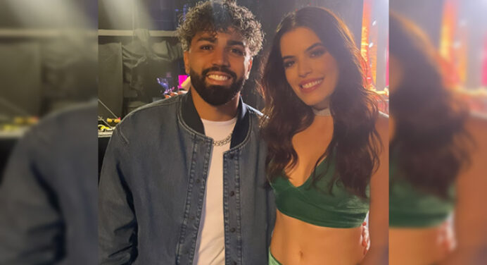 Artilheiro nato! Gabigol flerta com dançarina do Faustão ao vivo; veja