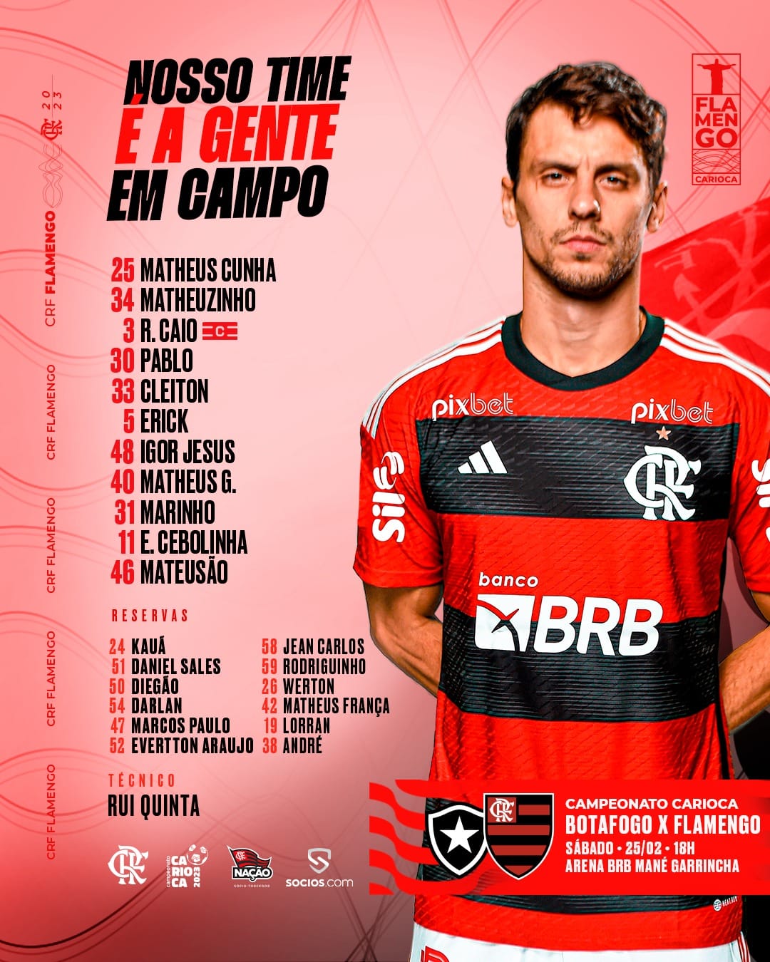 A escalação do Flamengo para o próximo jogo