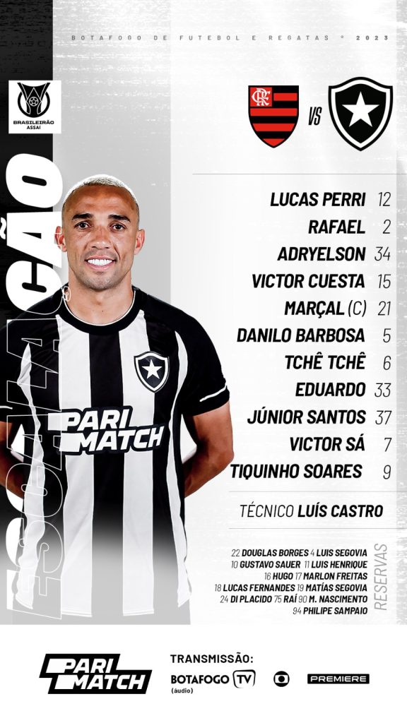 Botafogo define escalação para clássico contra Flamengo, pelo Brasileirão