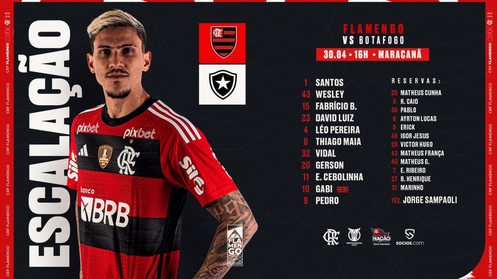 SAIU! Sem Everton Ribeiro, Flamengo divulga escalação para jogo contra o Botafogo, pelo Brasileirão