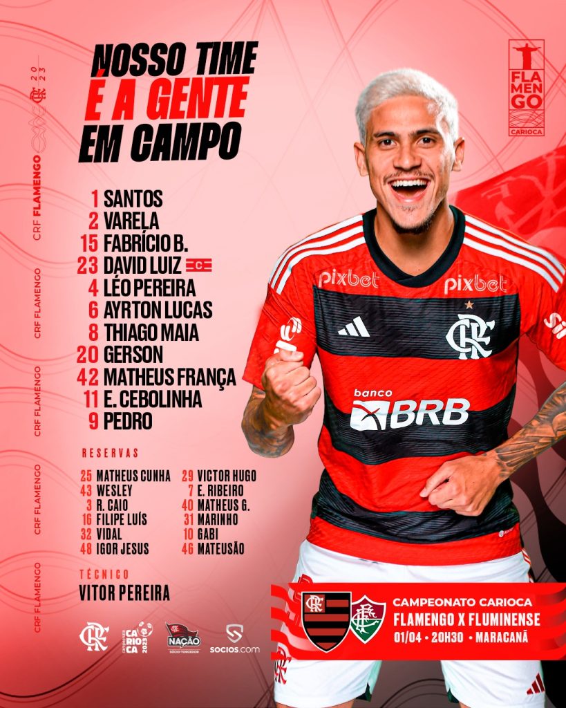 SAIU! Sem Gabigol, Flamengo divulga escalação para jogo contra o Fluminense, pela final do Carioca